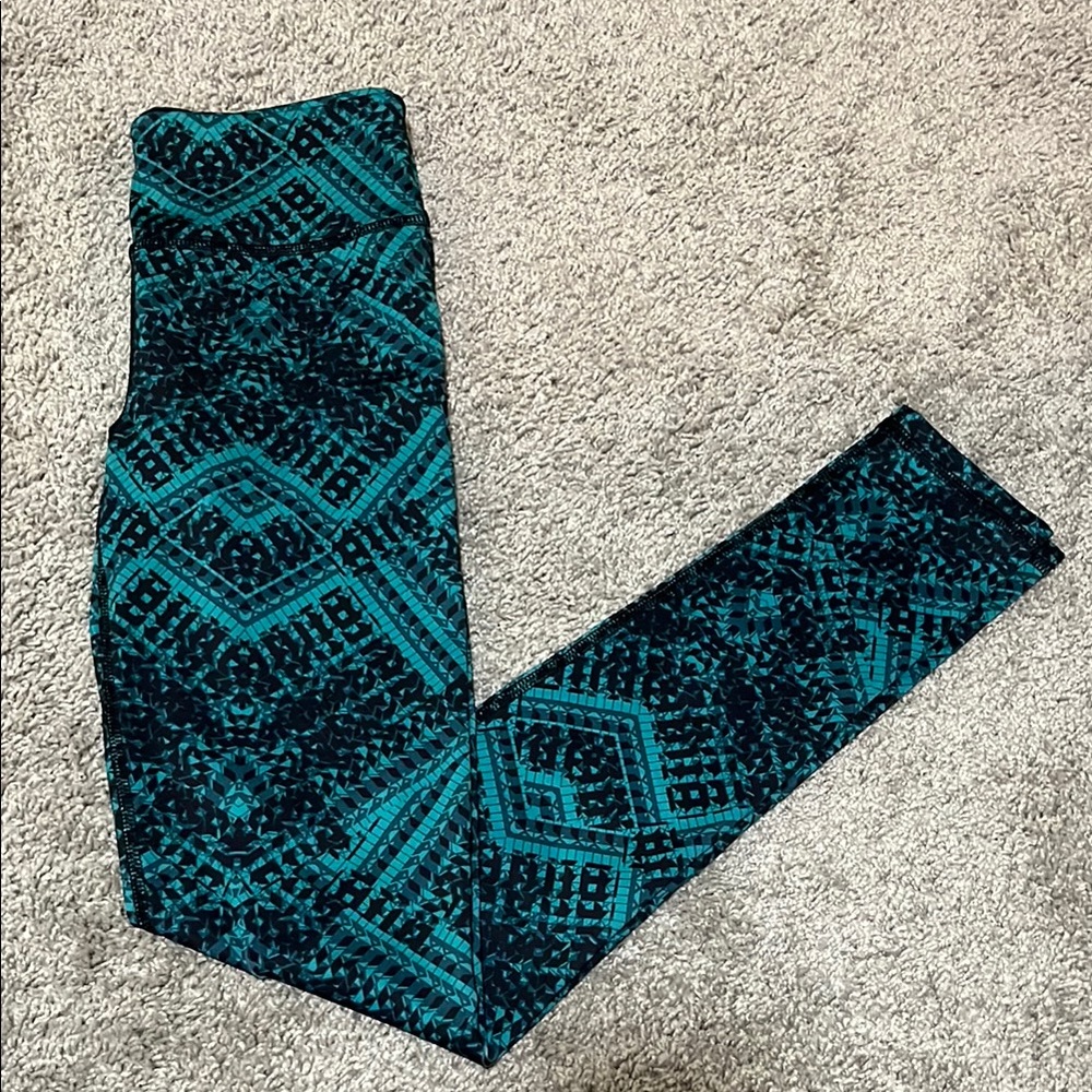 Teal Geometric Pattern Leggings